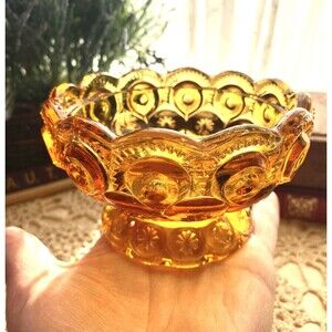 FAIRY LAMP~Vintage LE SMITH Amber Moon And Stars *BOTTOM ONLY* Candle holder